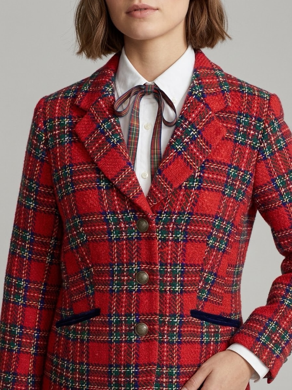 Talbots Plaid Tartan Wool Blend Blazer Jacket 10P